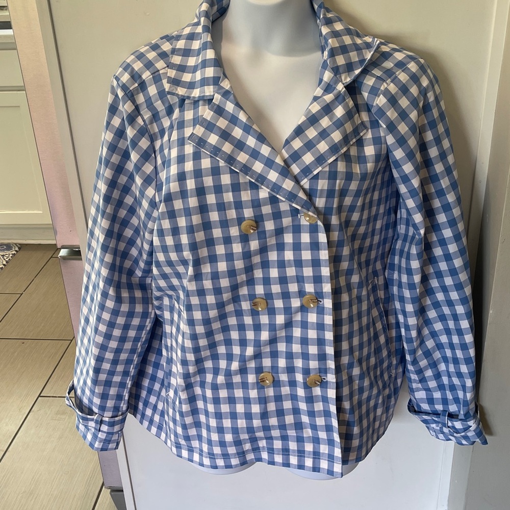 St. John's Bay Blue and White Plaid Blazer - Picture 2 of 16